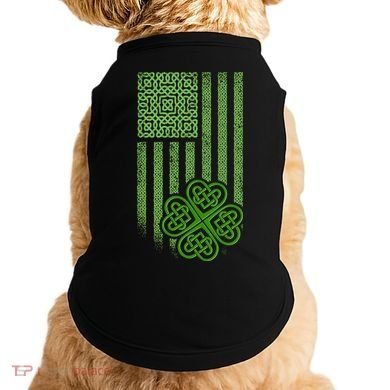 St Patrick's Day Celtic Shamrock US American Flag Doggie Tank