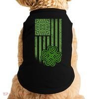St Patrick's Day Celtic Shamrock US American Flag Doggie Tank thumb 0