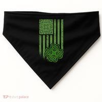 St Patrick's Day Celtic Shamrock US American Flag USA-Made Doggie Bandana thumb 0