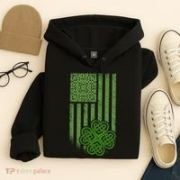 St Patrick's Day Celtic Shamrock US American Flag Hoodie thumb 4