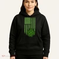 St Patrick's Day Celtic Shamrock US American Flag Hoodie thumb 5