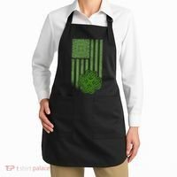 St Patrick's Day Celtic Shamrock US American Flag Apron thumb 2