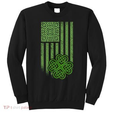 St Patrick's Day Celtic Shamrock US American Flag Sweatshirt