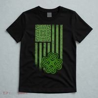 St Patrick's Day Celtic Shamrock US American Flag T-Shirt thumb 5