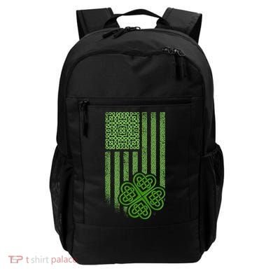 St Patrick's Day Celtic Shamrock US American Flag Backpack