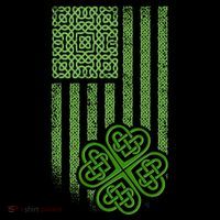 St Patrick's Day Celtic Shamrock US American Flag Button thumb 1