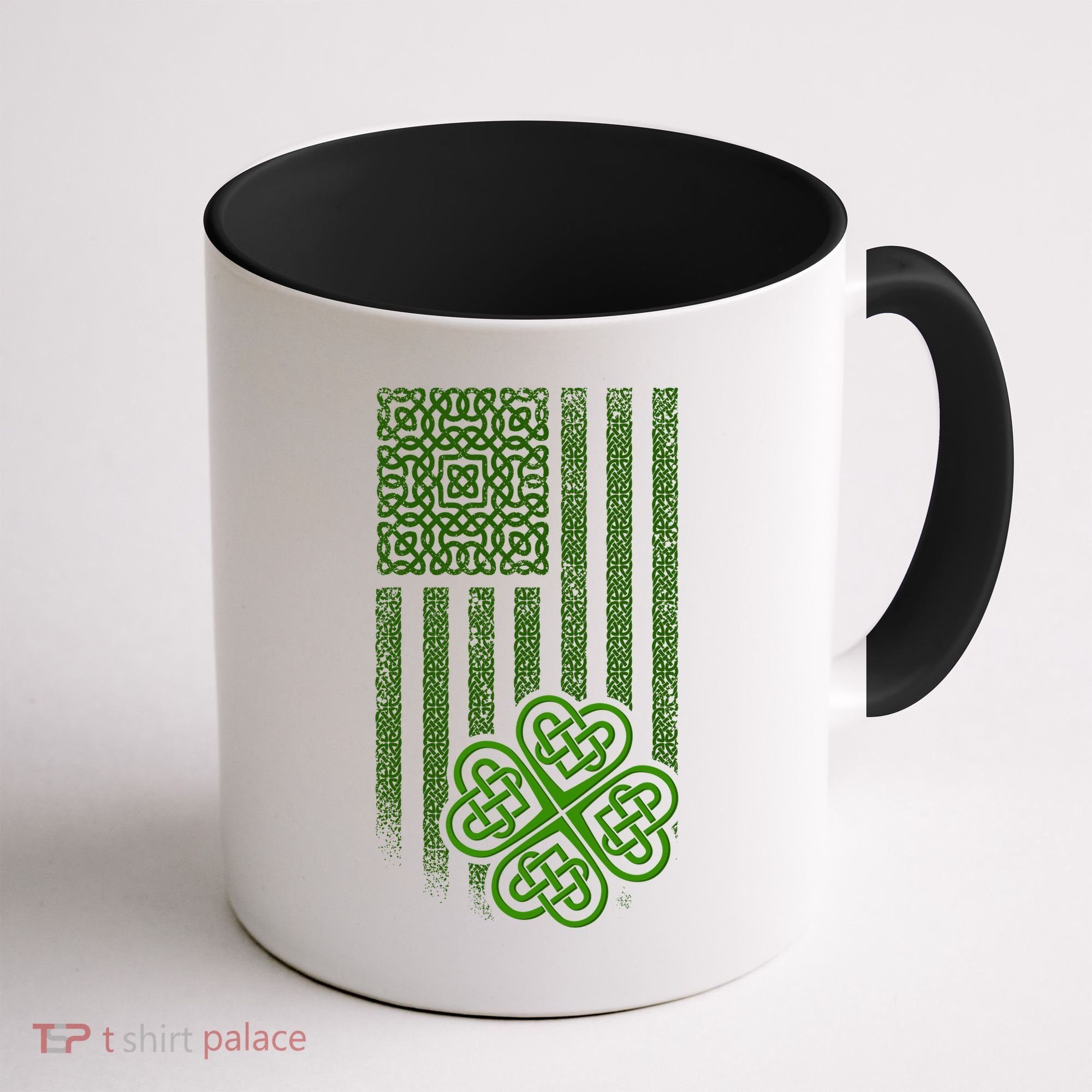 St Patrick's Day Celtic Shamrock US American Flag Coffee Mug