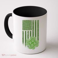St Patrick's Day Celtic Shamrock US American Flag Coffee Mug thumb 0