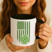 St Patrick's Day Celtic Shamrock US American Flag Coffee Mug thumb 3