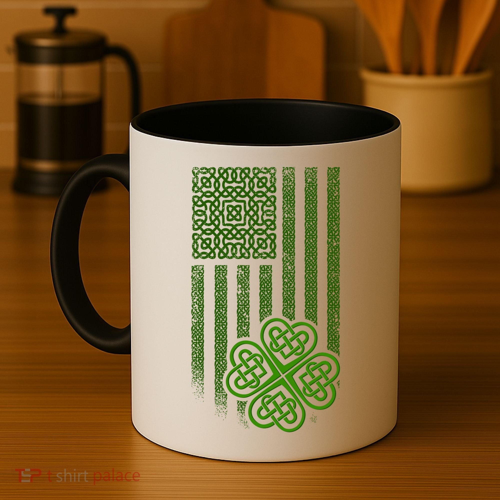 St Patrick's Day Celtic Shamrock US American Flag Coffee Mug
