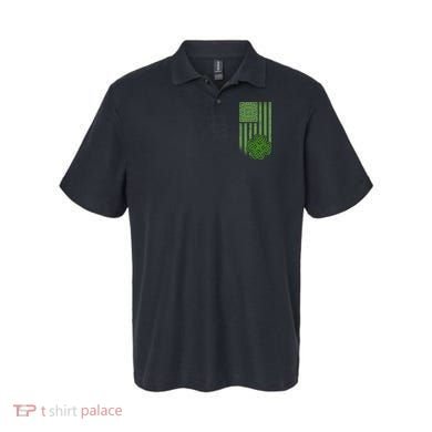 St Patrick's Day Celtic Shamrock US American Flag Polo