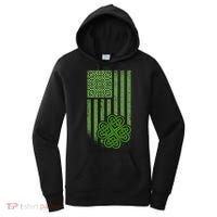 St Patrick's Day Celtic Shamrock US American Flag Women's Hoodie thumb 0