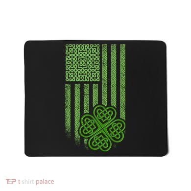 St Patrick's Day Celtic Shamrock US American Flag Mousepad
