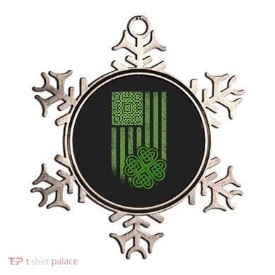 St Patrick's Day Celtic Shamrock US American Flag Ornament