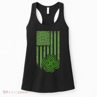 St Patrick's Day Celtic Shamrock US American Flag Women's Tank Top thumb 0