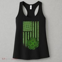 St Patrick's Day Celtic Shamrock US American Flag Women's Tank Top thumb 3
