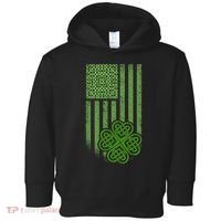 St Patrick's Day Celtic Shamrock US American Flag Toddler Hoodie thumb 0