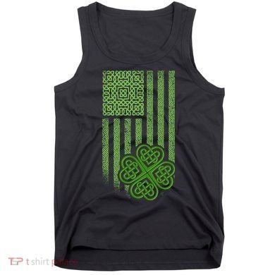 St Patrick's Day Celtic Shamrock US American Flag Tank Top