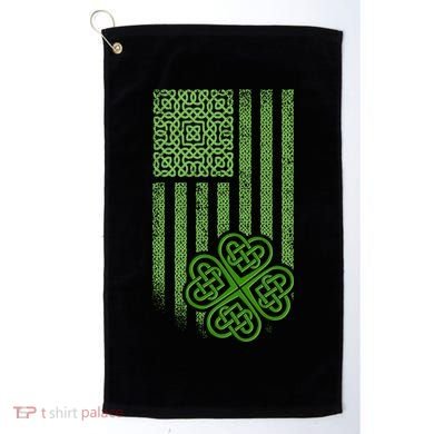 St Patrick's Day Celtic Shamrock US American Flag Golf Towel