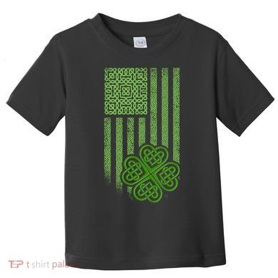 St Patrick's Day Celtic Shamrock US American Flag Toddler T-Shirt