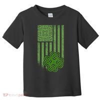 St Patrick's Day Celtic Shamrock US American Flag Toddler T-Shirt thumb 0