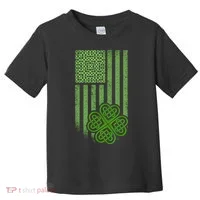 St Patrick's Day Celtic Shamrock US American Flag Toddler T-Shirt thumb 0