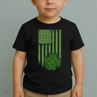 St Patrick's Day Celtic Shamrock US American Flag Toddler T-Shirt thumb 2