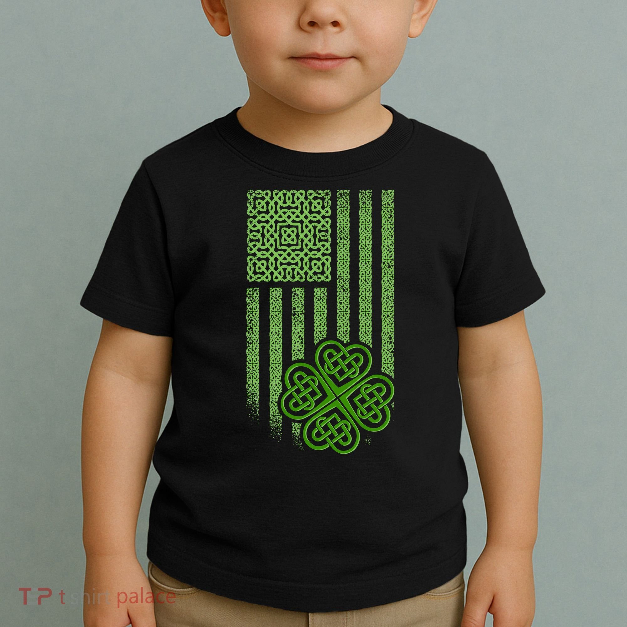 St Patrick's Day Celtic Shamrock US American Flag Toddler T-Shirt