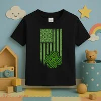 St Patrick's Day Celtic Shamrock US American Flag Toddler T-Shirt thumb 3