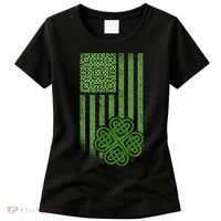 St Patrick's Day Celtic Shamrock US American Flag Women's T-Shirt thumb 0