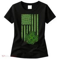 St Patrick's Day Celtic Shamrock US American Flag Women's T-Shirt thumb 0