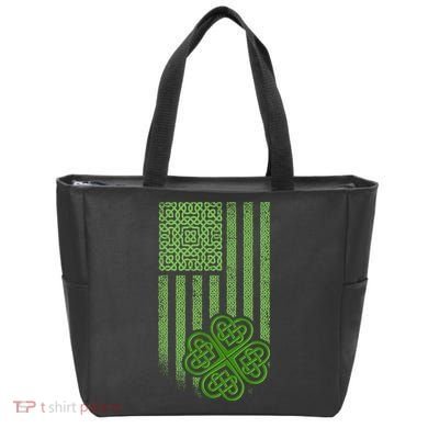 St Patrick's Day Celtic Shamrock US American Flag Tote Bag