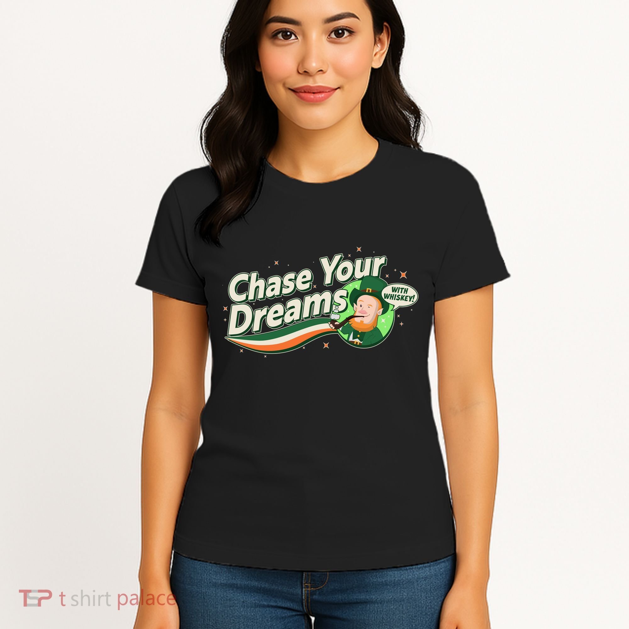 St Patrick's Day Chase Your Dreams With Whiskey Women's T-Shirt