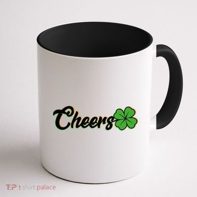St Patrick's Day Cheers Clover Coffee Mug back