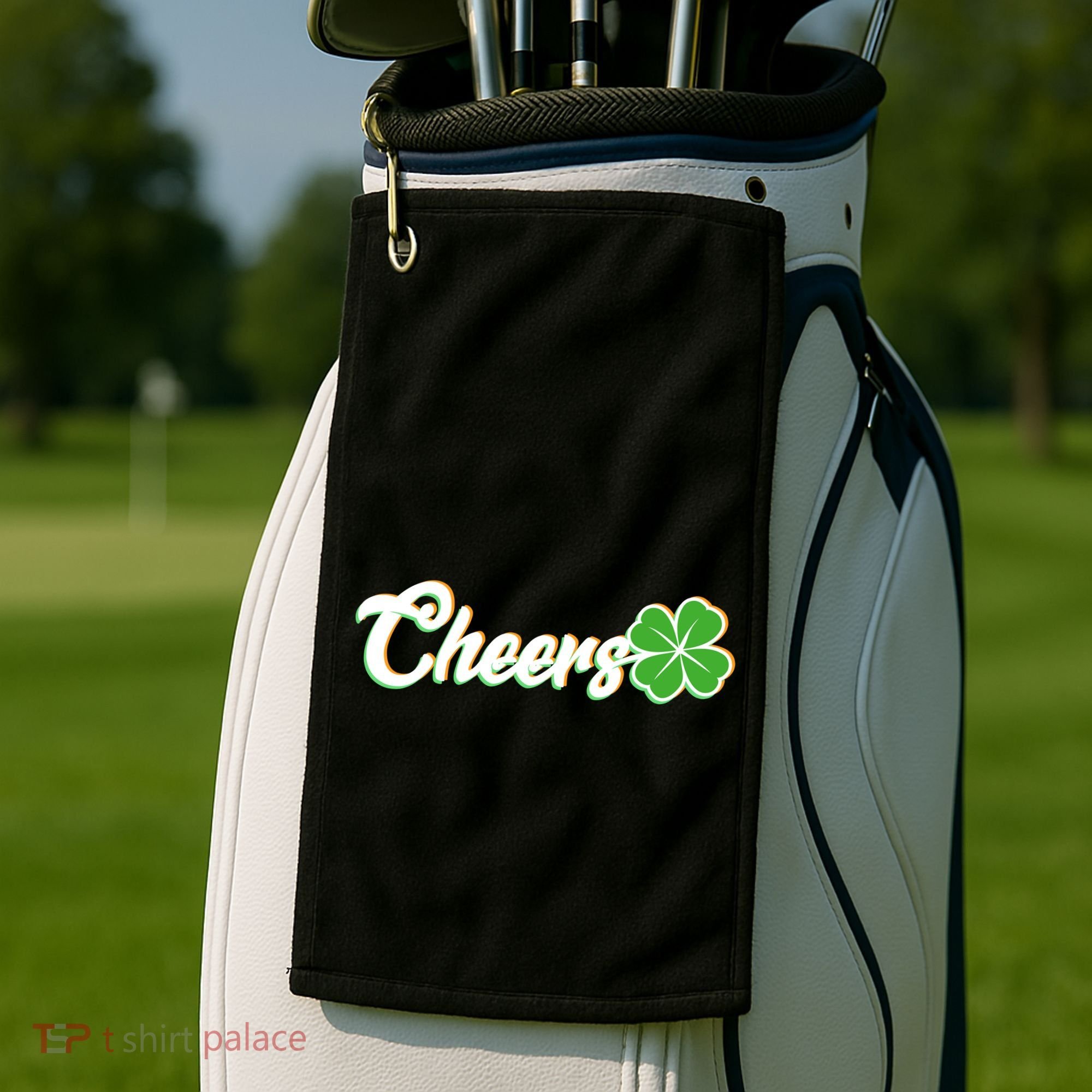 St Patrick's Day Cheers Clover Golf Towel