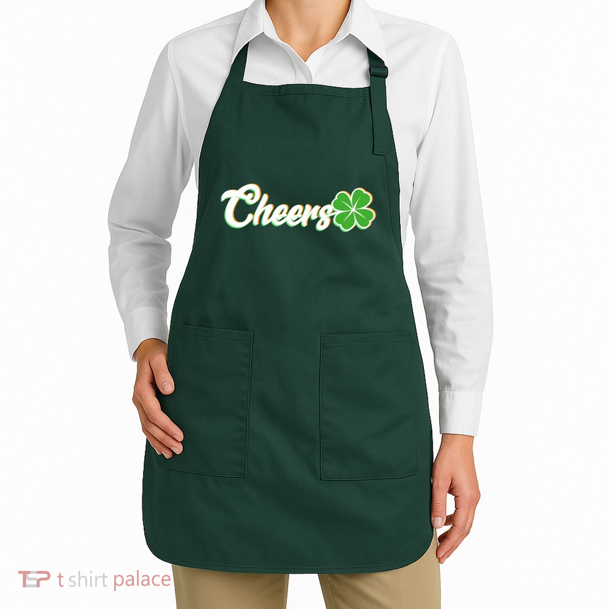 St Patrick's Day Cheers Clover Apron