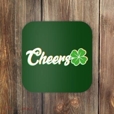 St Patrick's Day Cheers Clover Coaster