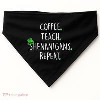 St Patrick's Day Coffee Teach Shenanigans Repeat USA-Made Doggie Bandana thumb 0