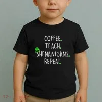 St Patrick's Day Coffee Teach Shenanigans Repeat Toddler T-Shirt thumb 2