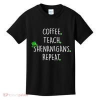 St Patrick's Day Coffee Teach Shenanigans Repeat Kids T-Shirt thumb 0