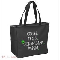 St Patrick's Day Coffee Teach Shenanigans Repeat Tote Bag thumb 2