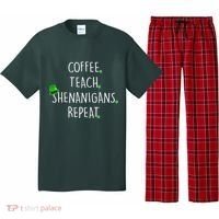 St Patrick's Day Coffee Teach Shenanigans Repeat Pajama Set thumb 0