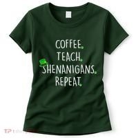 St Patrick's Day Coffee Teach Shenanigans Repeat Women's T-Shirt thumb 0