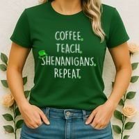 St Patrick's Day Coffee Teach Shenanigans Repeat Women's T-Shirt thumb 2