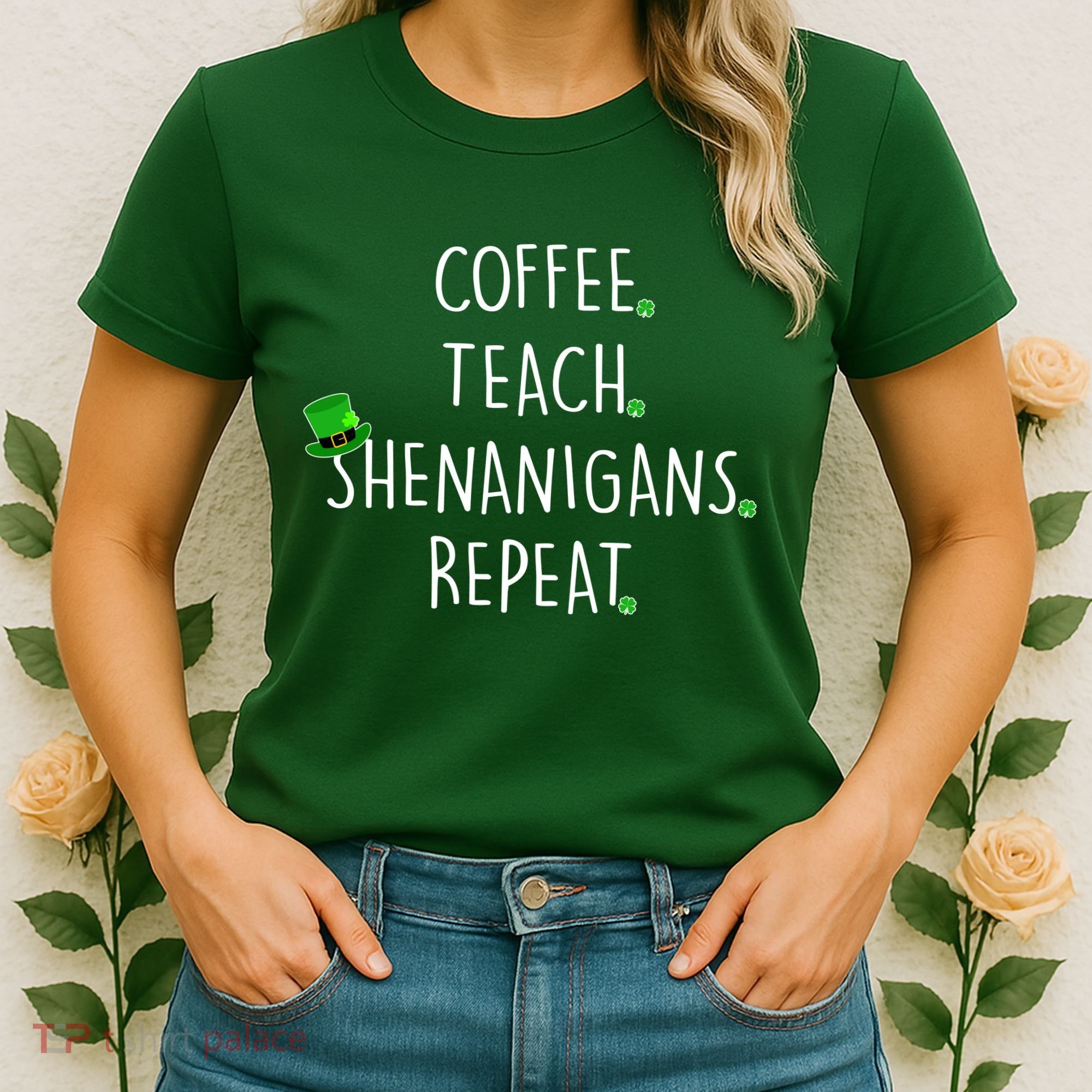 St Patrick's Day Coffee Teach Shenanigans Repeat Women's T-Shirt