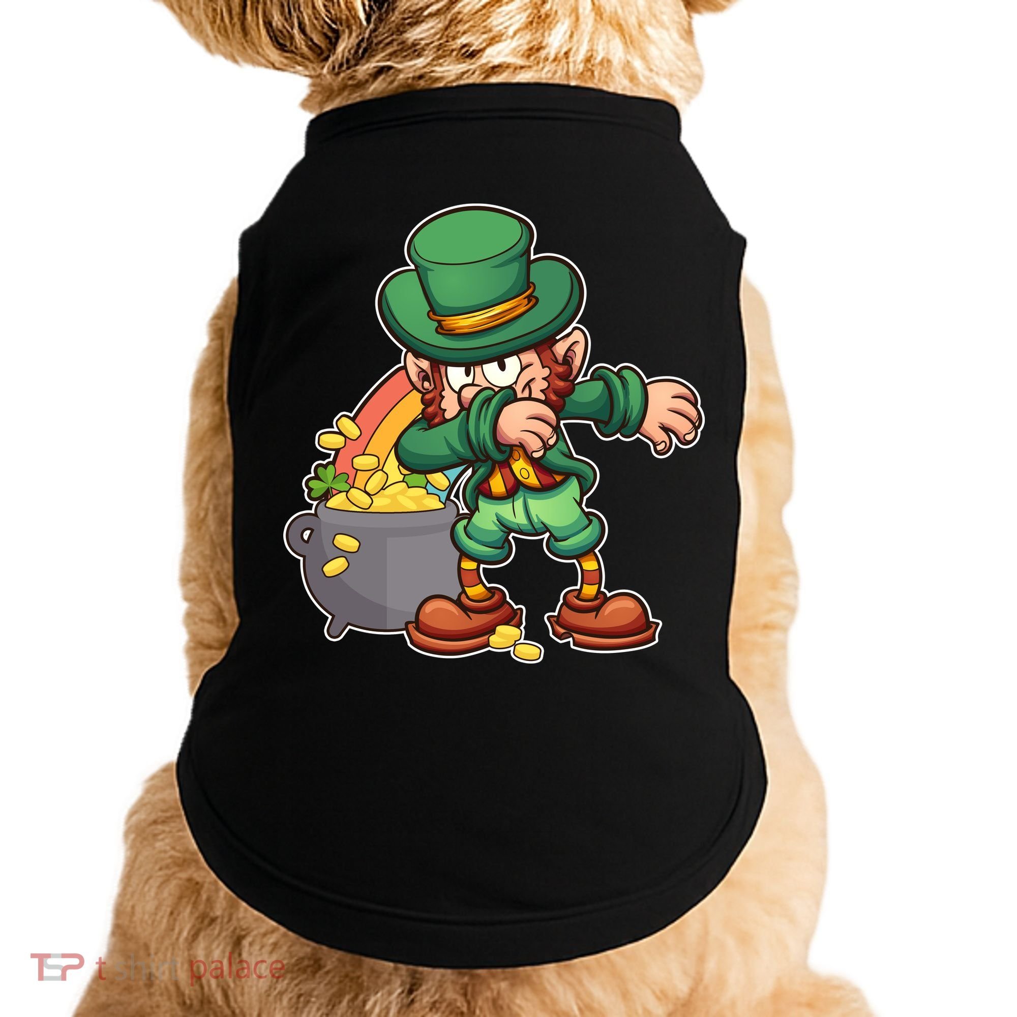 St Patricks Day Dabbing Leprechaun Pot Of Gold Doggie Tank
