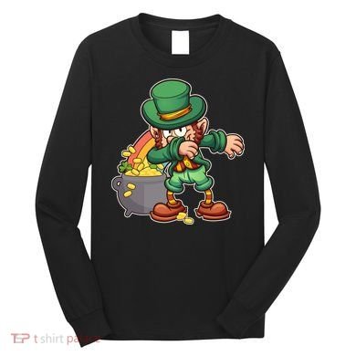 St Patricks Day Dabbing Leprechaun Pot Of Gold Long Sleeve Shirt