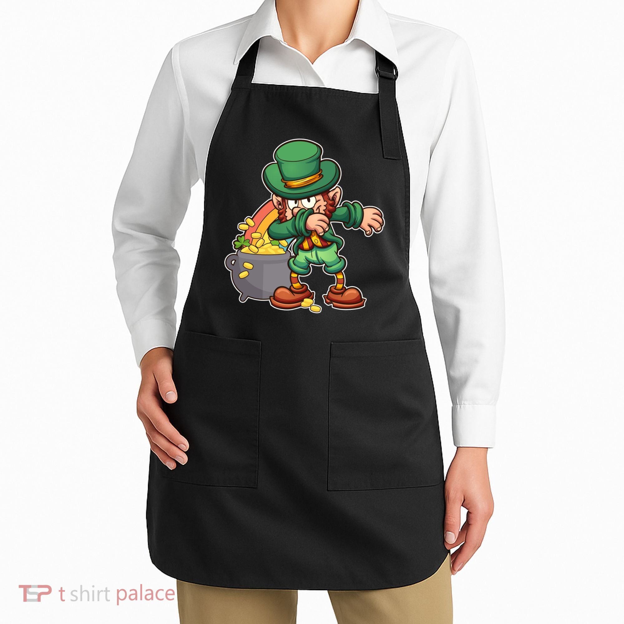 St Patricks Day Dabbing Leprechaun Pot Of Gold Apron