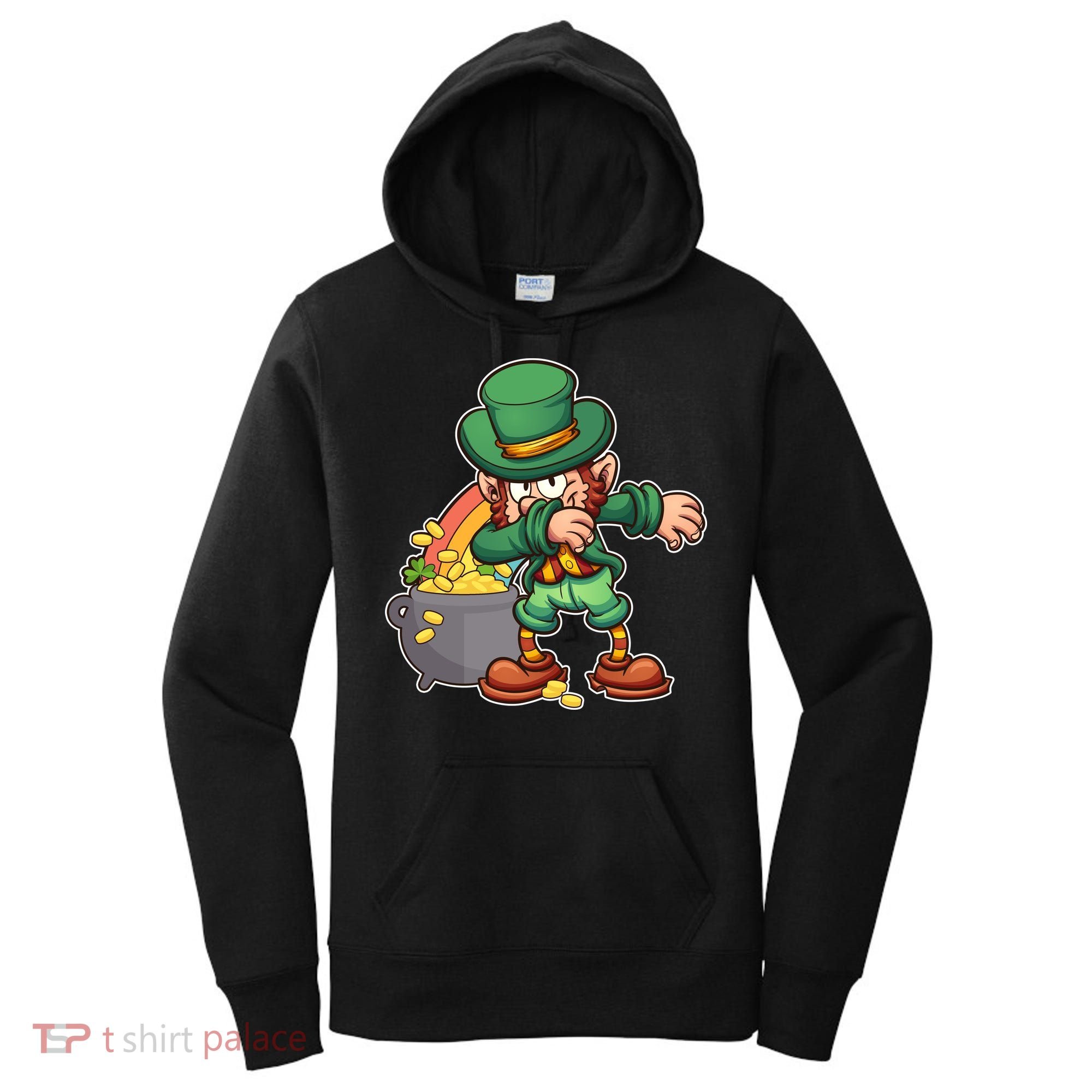 St Patricks Day Dabbing Leprechaun Pot Of Gold Women's Hoodie