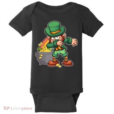 St Patricks Day Dabbing Leprechaun Pot Of Gold Baby Bodysuit
